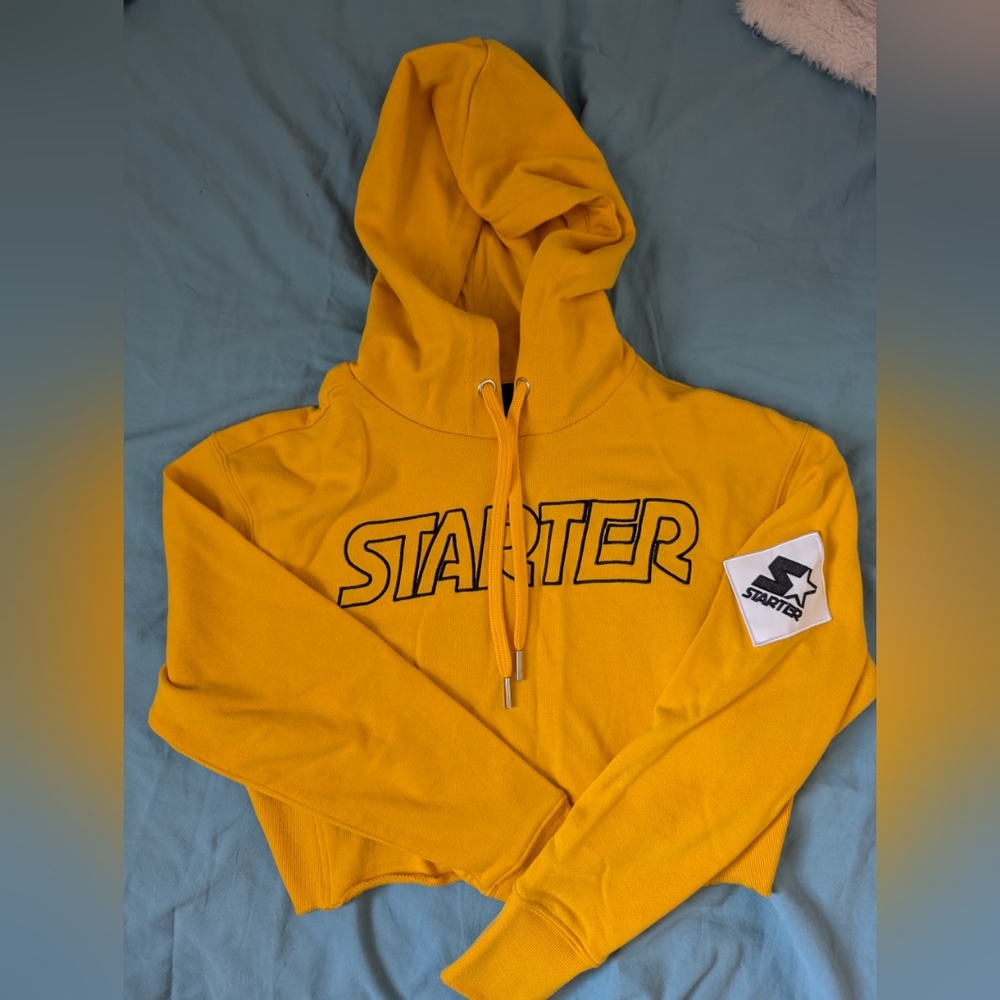 Starter yellow crop sweater hoodie